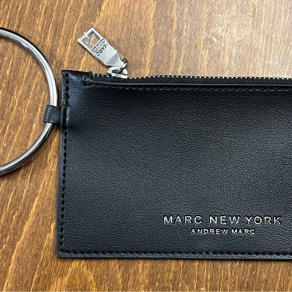 Marc New York Andrew Marc Black Key & Card Holder with Silver Key Ring